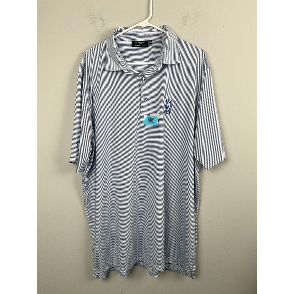 Glenmuir 1891 Mens Blue White Stripe Golf Polo Shirt Size XXL Performance Wickin
